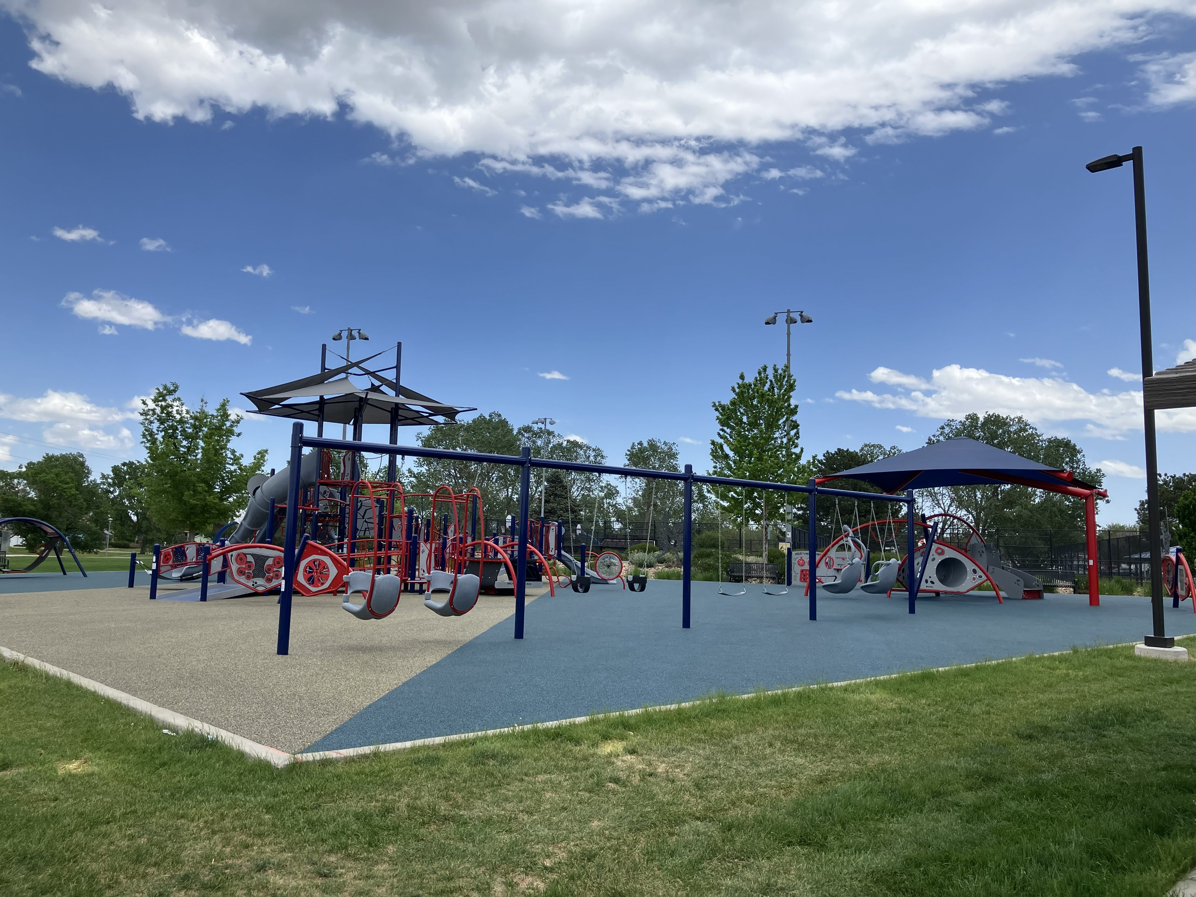 Fairfax playground showing swings