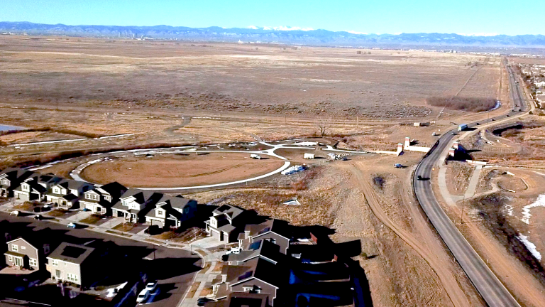 Overhead image of early building at CALU Park