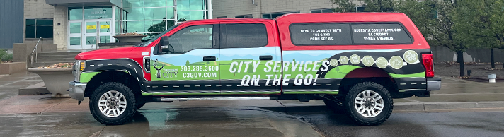 MSU truck in front of Civic Center