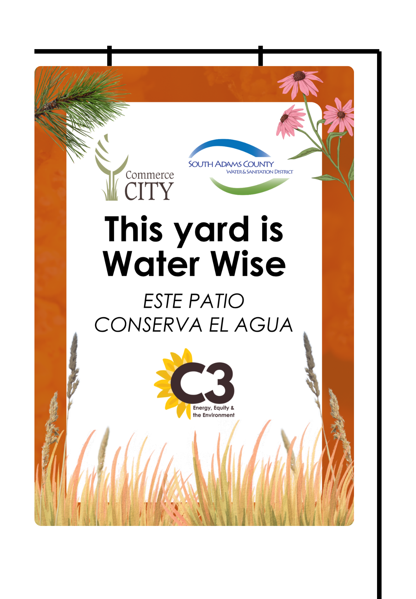 Garden Flag design promoting water wise practices clipart
