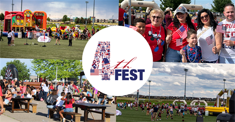 Four images of 4thFest celebration with 4thFest logo in the middle