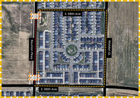 Map of road closure. 