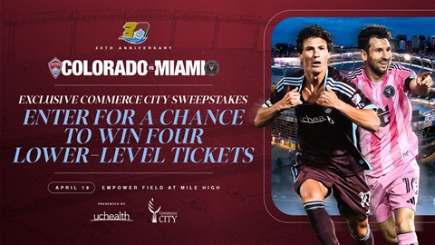 Text: Colorado Miami Enter For a chance to win four lower level tickets