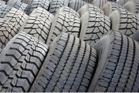 Three rows of tires. 