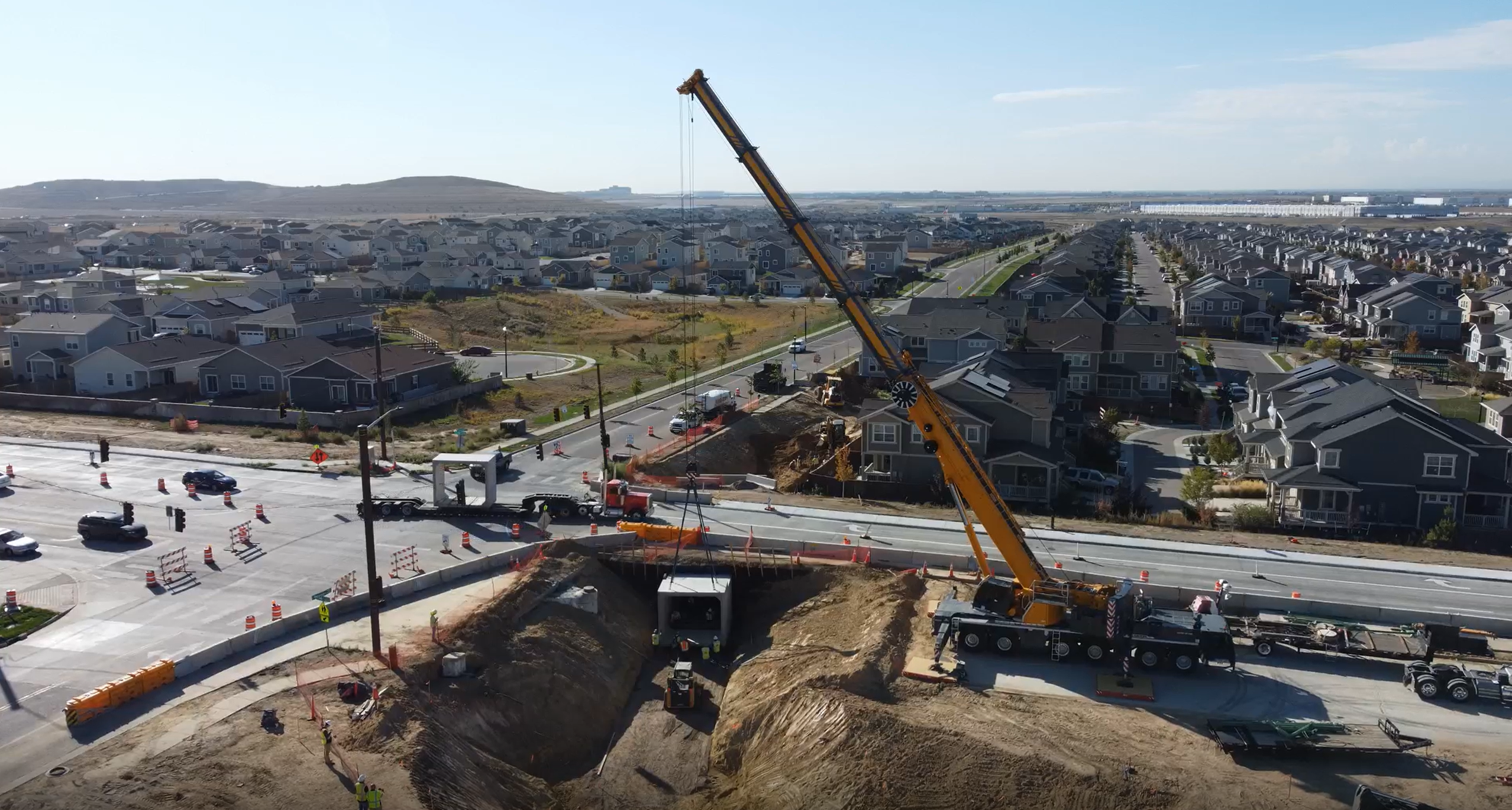 Drone photo of the intersection of East 96h and Reunion Parkway facing Southeast