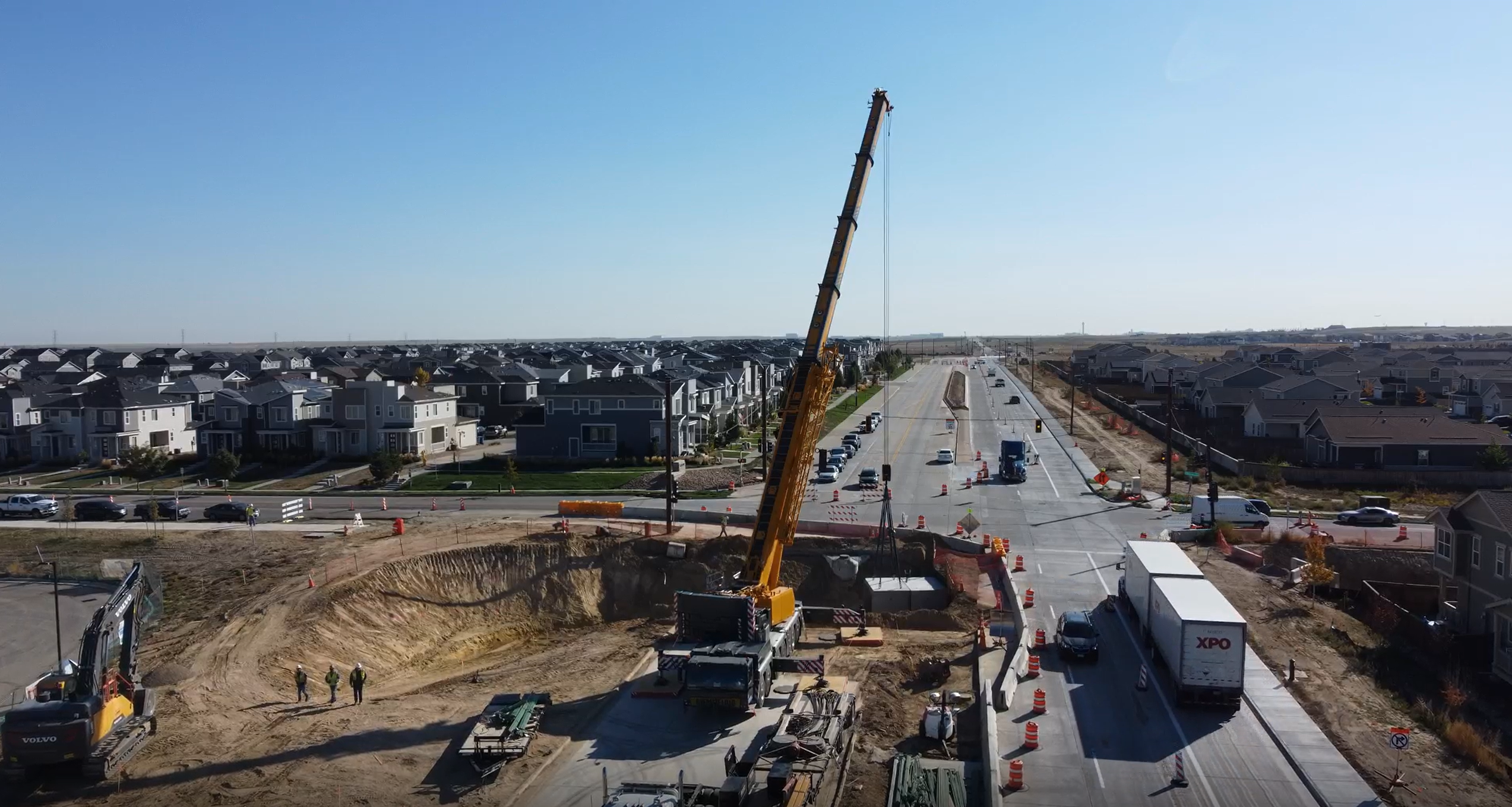 Drone photo of the intersection of East 96h and Reunion Parkway facing East