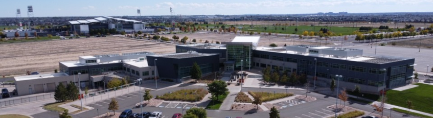 Aerial image of Commerce City Civic Center. 