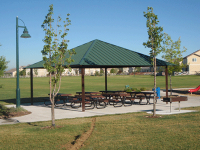 Covered picnic area. 