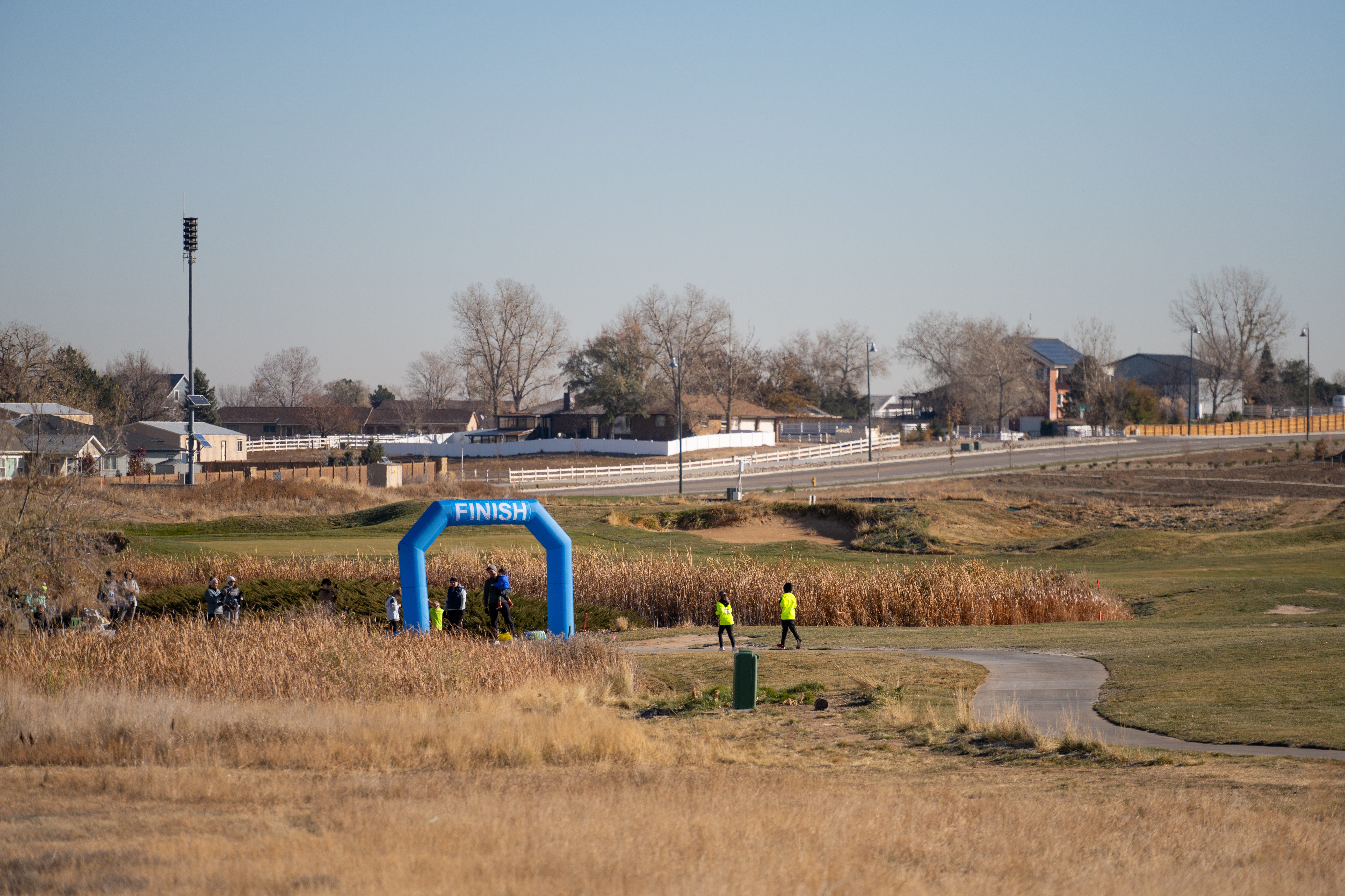 landscape of Buffalo Run with finish sign