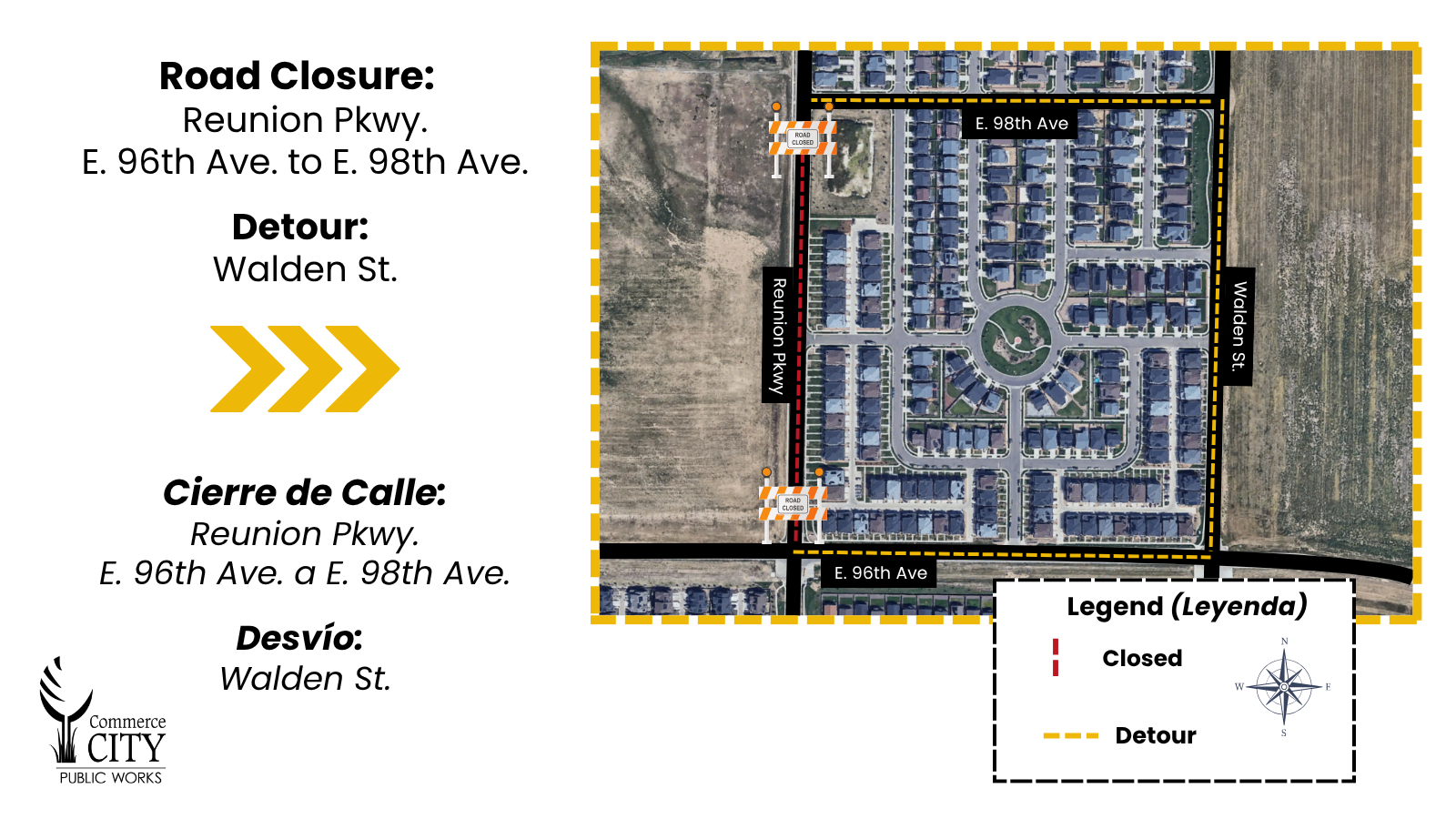 Detour map for Reunion Pkwy 
